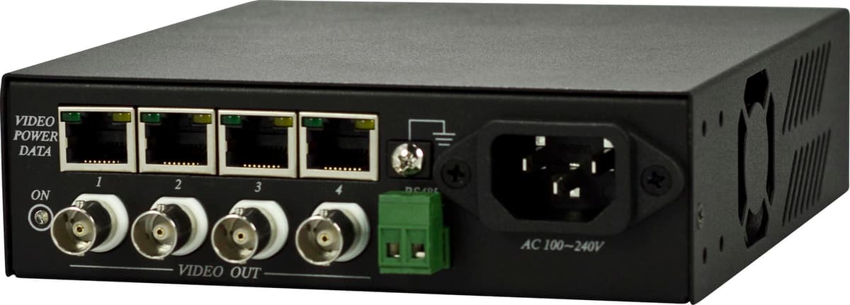 DELTACO - Signal amplification receiver, 4xBNC video, 12V, RS-485, Cat5, 3