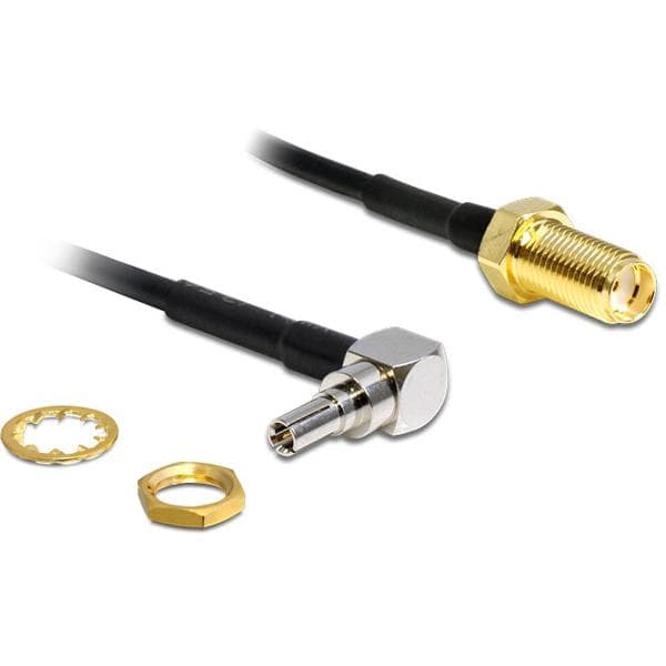 DELOCK - adapter, CRC-9 ha vinklad 90 - rak SMA ho, 0,2m, svart