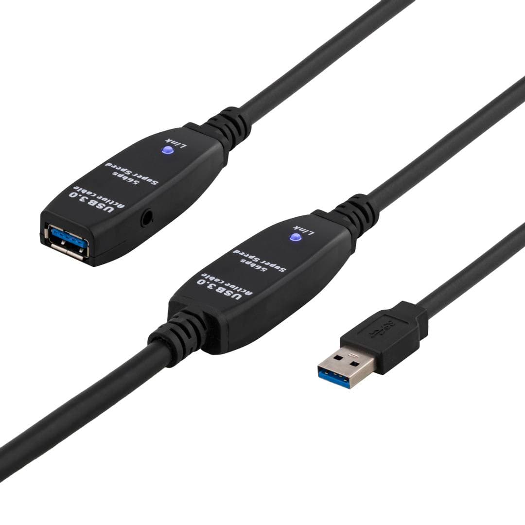 DELTACO - USB 3.0 USB extension cable 15m Black