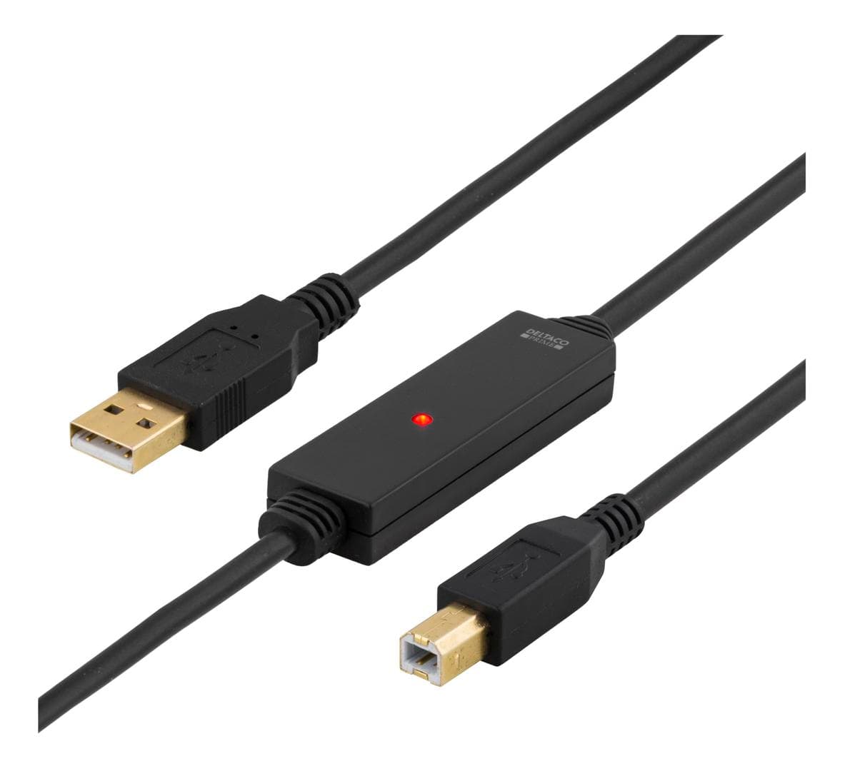 DELTACO - PRIME USB 2.0 cable Type A male - Type B male, active, 10m, black