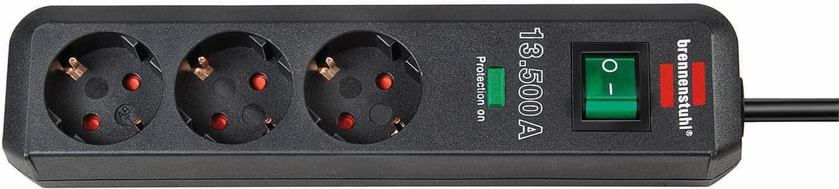 BRENNENSTUHL - grenuttag med 3xCEE 7/4 uttag, 1xCEE 7/7, 2m kabel, svart
