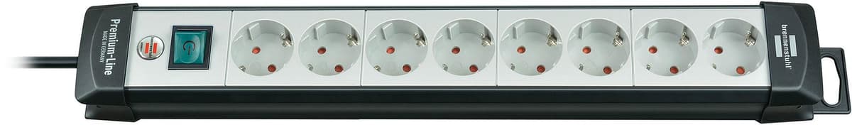 BRENNENSTUHL - grenuttag, 8xCEE 7/4 uttag, 1xCEE 7/7, 5m kabel, sva/grå