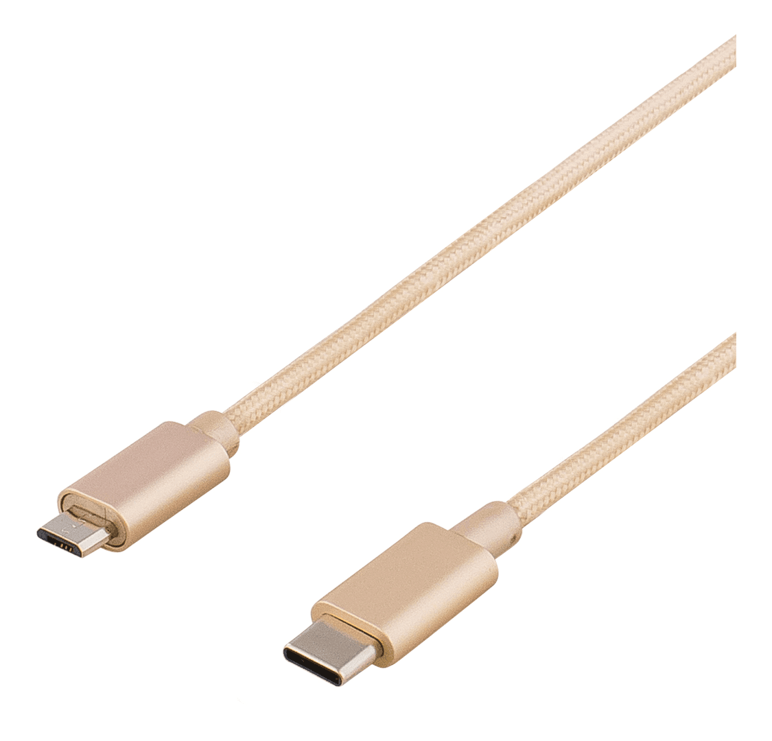 DELTACO - PRIME USB cable, 2.0, Type C ma, Type Micro-B ma, 1m, gold