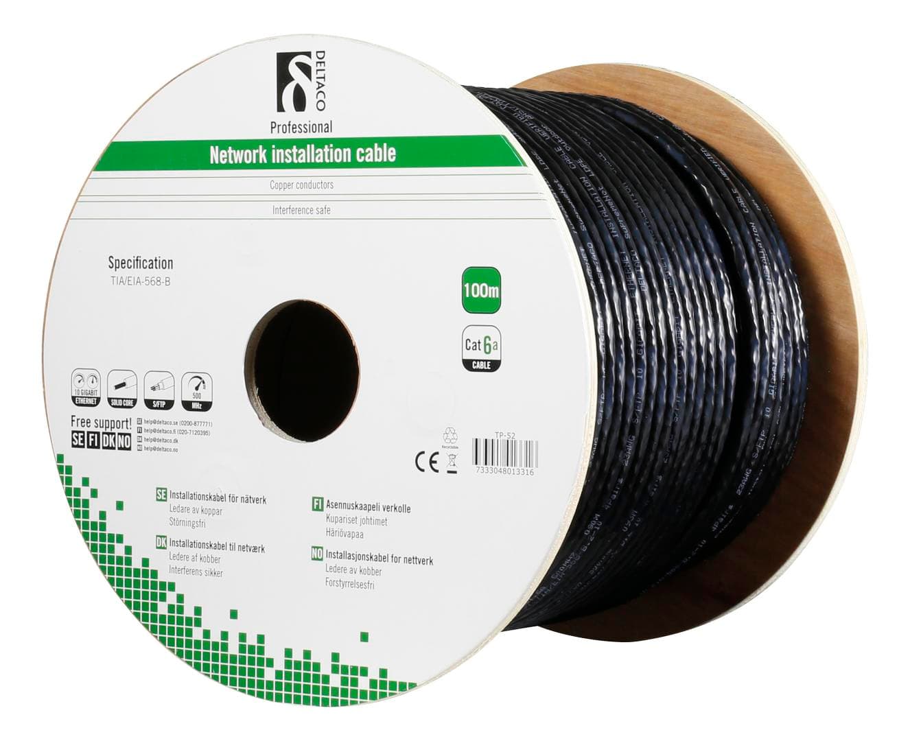 DELTACO - Cat6A Outdoor cable SFTP black 100m