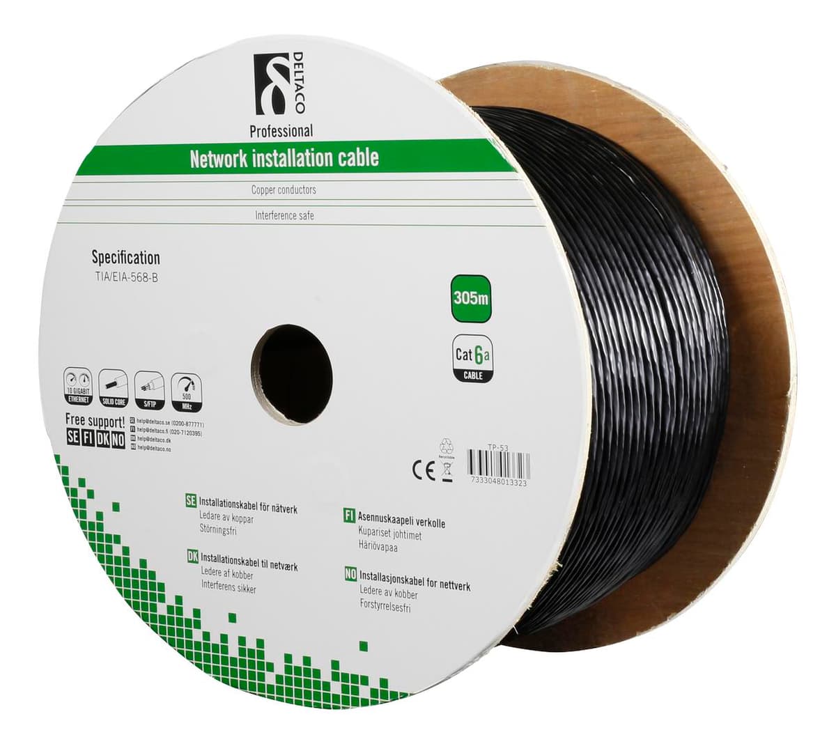 DELTACO - Cat6A Outdoor cable SFTP black 305m