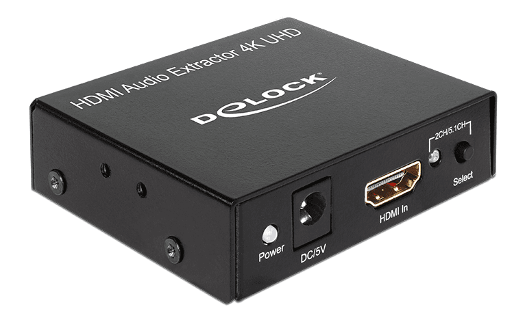 DELOCK - HDMI Stereo/5.1 ljud omvandlare, UltraHD, stereo, S/PDIF, svart