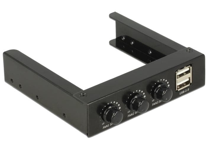 DELOCK - 3,5" Frontpanel, 2xUSB 2.0 Typ A hona, 3 fläktkontroller, svart