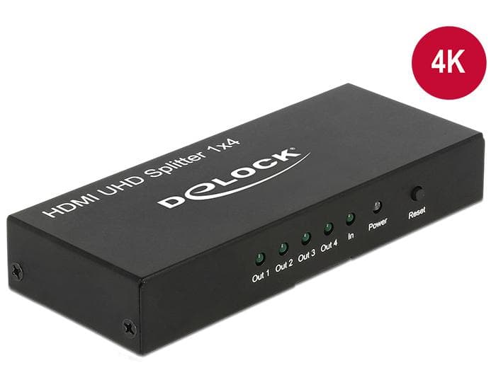 DELOCK - HDMI Splitter 1 Eingang -> 4 Ausgänge 4K