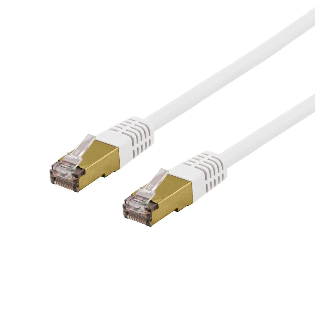 DELTACO - S/FTP Cat6a patch cable, delta cert, LSZH, 10m, white