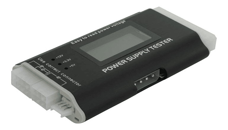 DELTACO - PSU tester with LCD, ATX12V, 24-pin, 4/8-pin, PCI-E, SATA