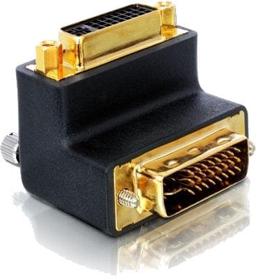 DELOCK - DVI-adapter, Dual Link DVI-D ha-ho, vinklad, guldpl, svart