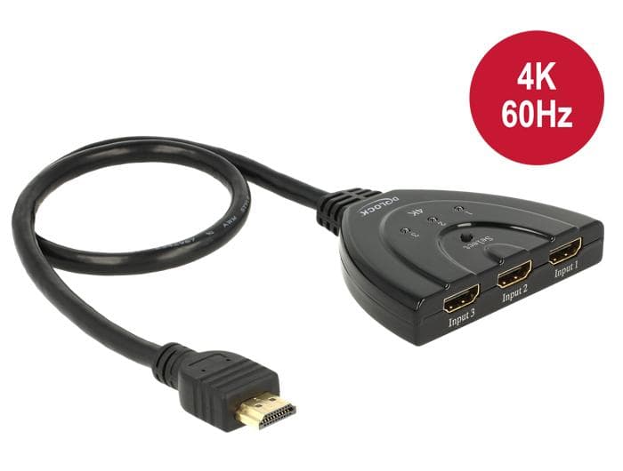 DELOCK - HDMI UHD Switch 3 x HDMI in > 1 x HDMI out 4K with integrated c