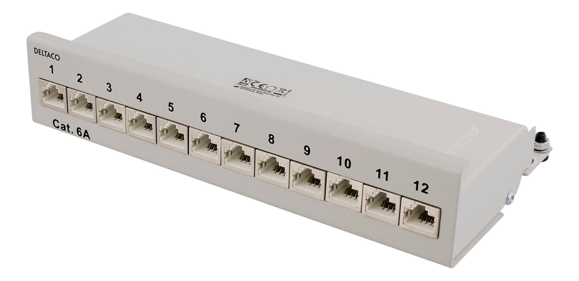 DELTACO - Desktop Patch Panel 12 Port Cat.6a Grey