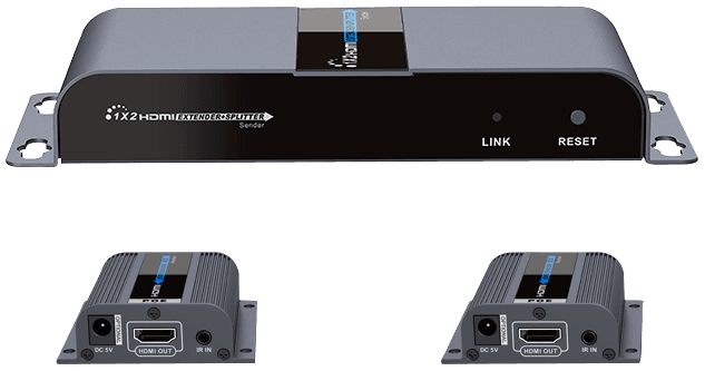 DELTACO - 1X2 HDMI Extender Splitter over CAT6/6a/7 40m with IR pass-back
