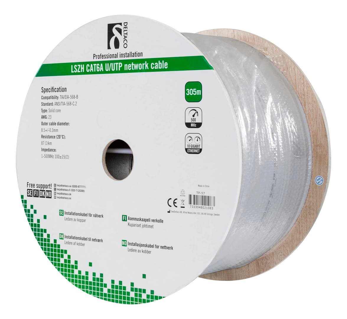 DELTACO - CAT6A /UUTP 305m Grey Solid