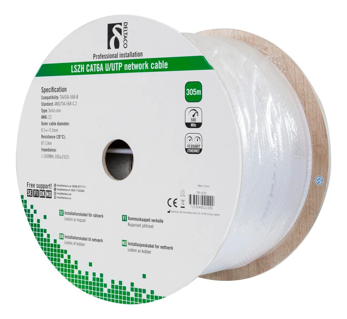 DELTACO - CAT6A /UUTP 305m White Solid
