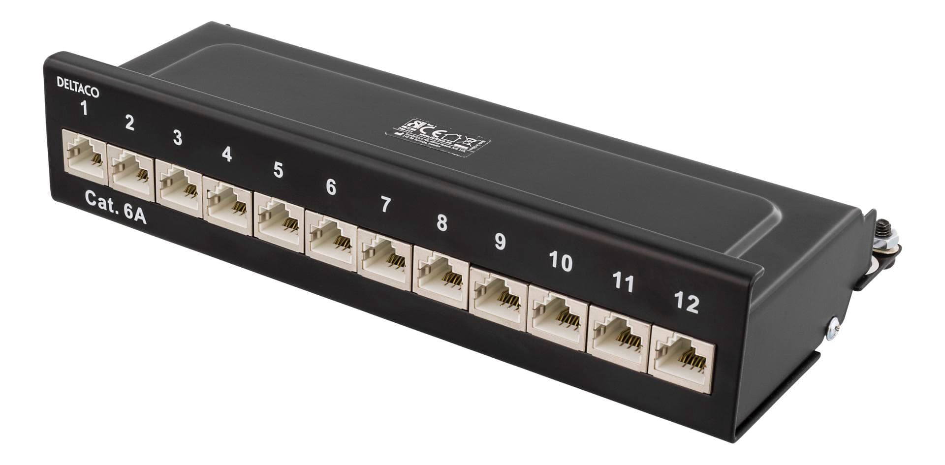 DELTACO - Desktop Patch Panel 12 Port Cat.6a Black