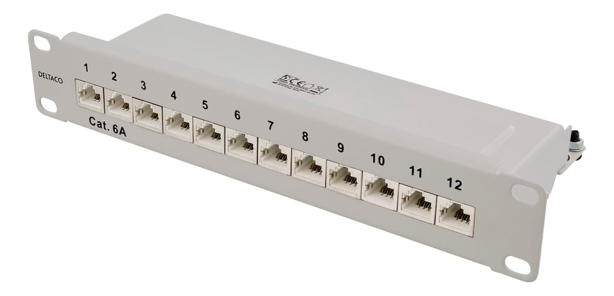 DELTACO - Patch Panel 12 Port Cat. 6A Grey