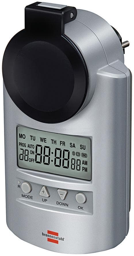 BRENNENSTUHL - digitaltimer, jordad, 12/24h, IP44, 240V/16A/3680W, silv