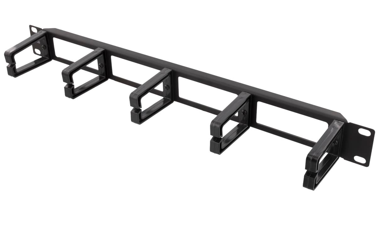 DELTACO - 19" Cable panel, 1U, 5 brackets, cable management, black