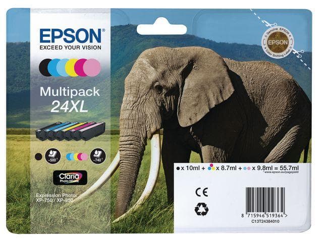 EPSON - Ink Cart/24XL Elephant Multi 6clrs RS