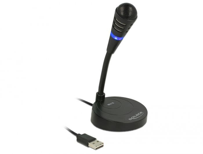 DELOCK - USB Microphone with base and Touch-Mute Button