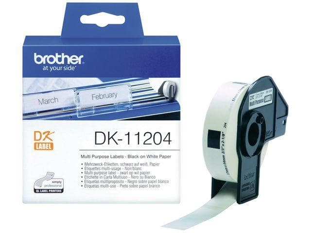BROTHER - Universaletiketter. 17mm x 54mm. 400 stk. Sort på hvit.
