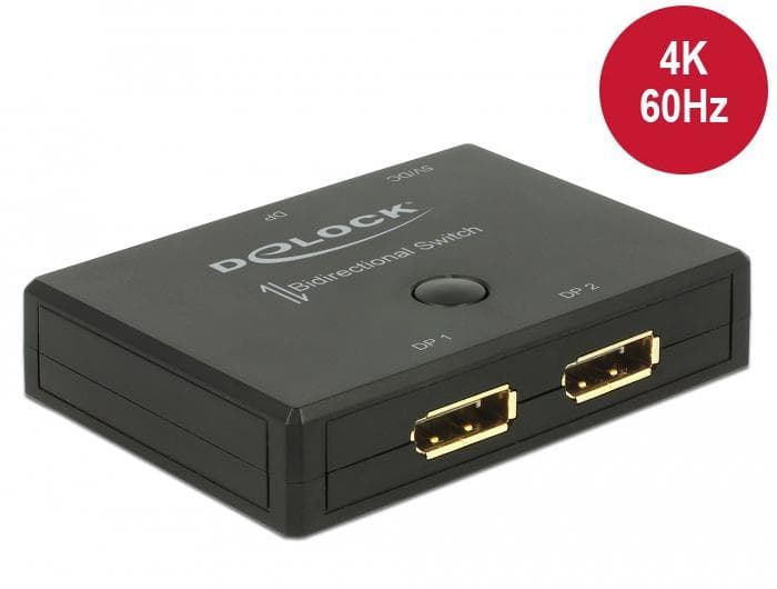 DELOCK - Displayport 2 - 1 Switch bidirectional 4K 60 Hz