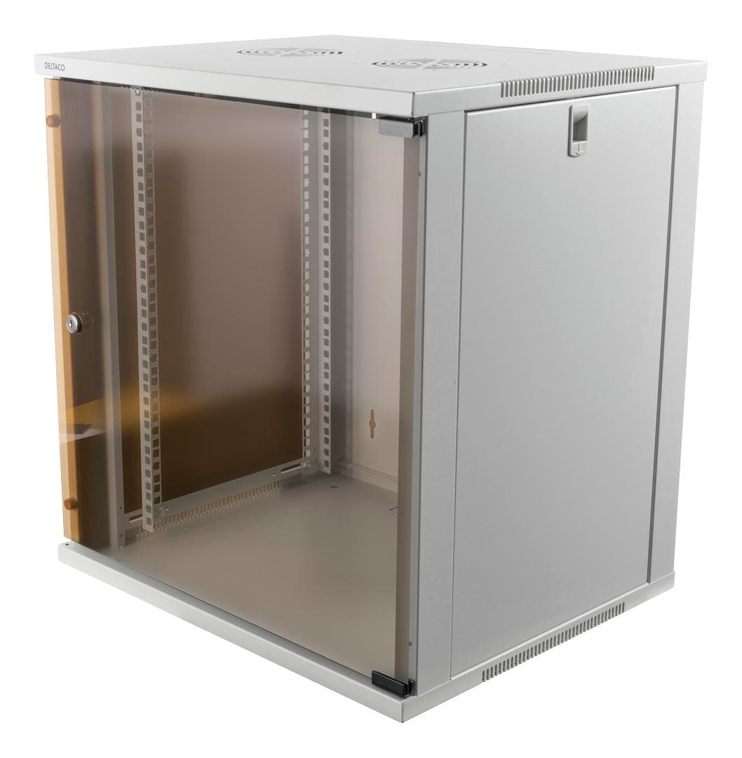DELTACO - 19” cabinet, 12U, 540x450mm, standing or wall mount, glass door