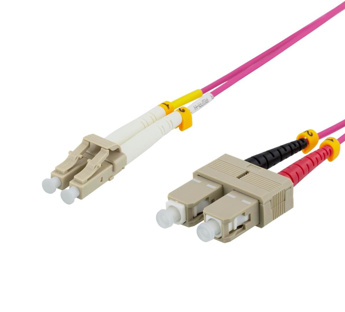 DELTACO - Fiber cable, 5m, LC-SC Duplex, 50/125, pink