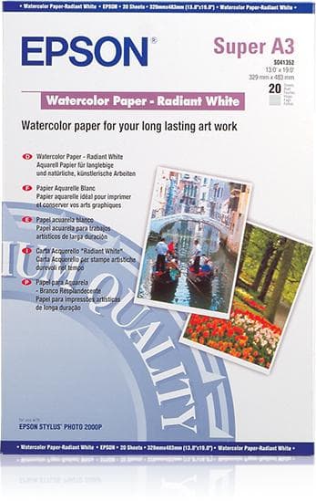 EPSON - WATERCOLOUR WHITE PAPER A3 WATERCOLOUR PAPER NS