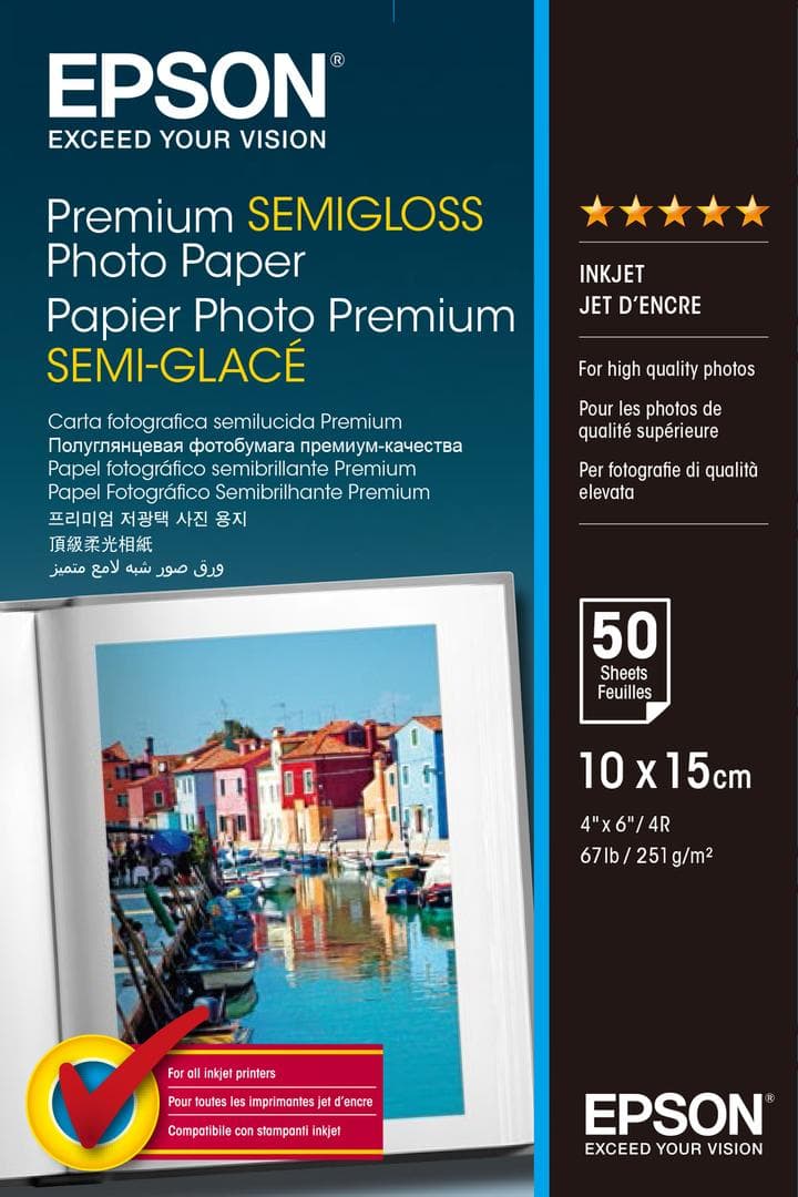 EPSON - PREMIUM SEMIGLOSS PHOTO PAPER 10X15 50 CT NS