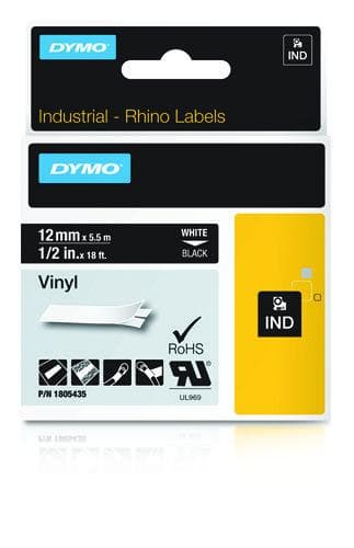 DYMO - Rhino 12 mm Vinyl white on Black