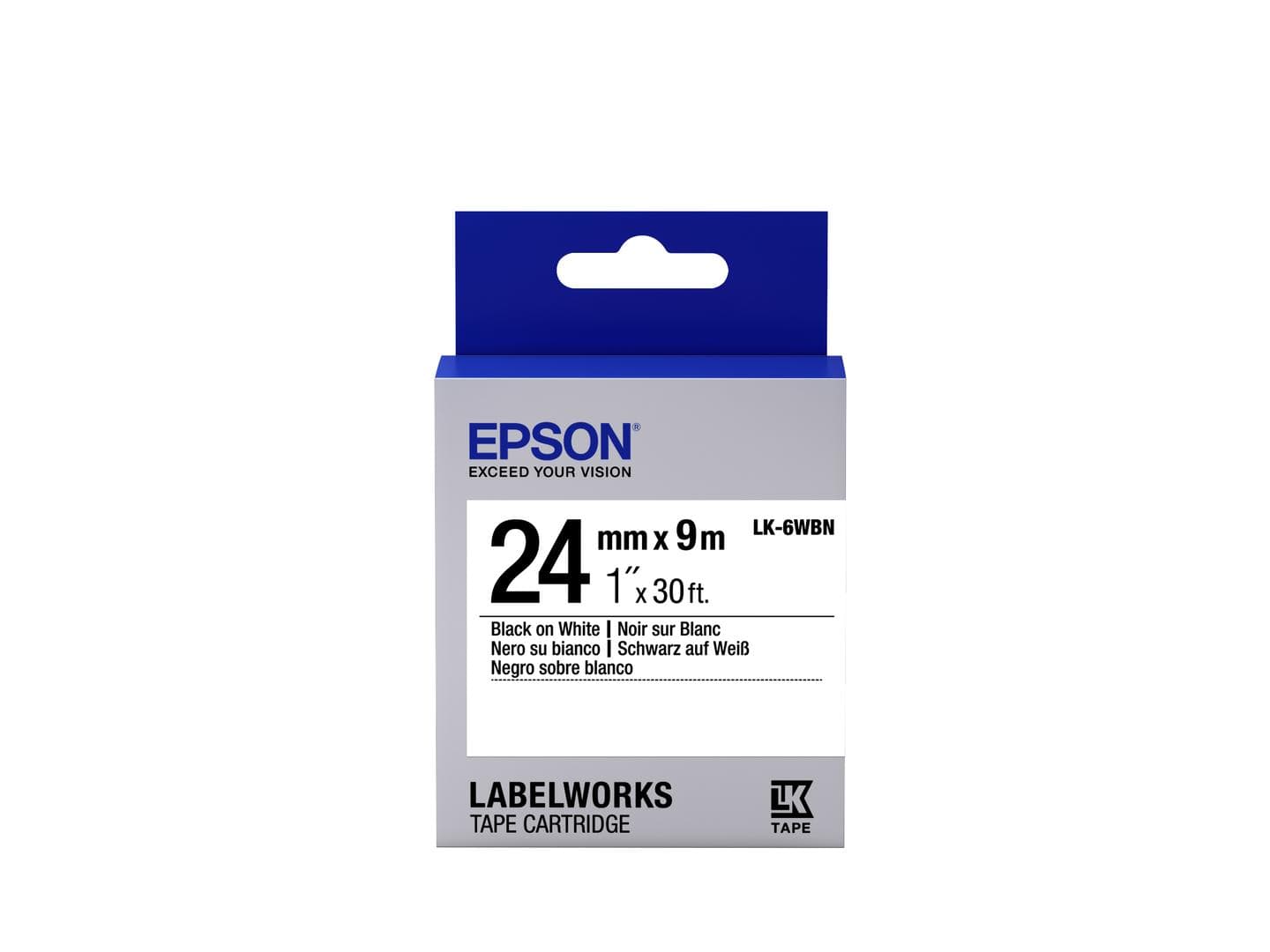 EPSON - LABEL CARTRIDGE STANDARD LK-6WBN BLACK/WHITE 24MM (9M) SUPL