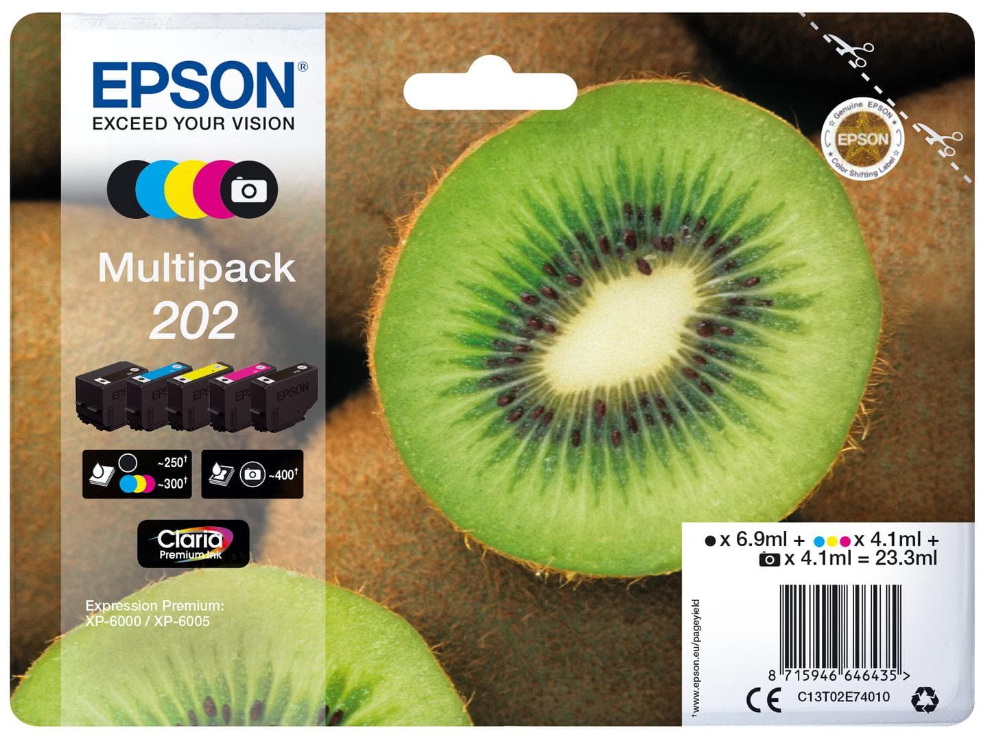 EPSON - MULTIPACK 5-FARBIG 202 KIWI CLARA PREMIUM INK SUPL