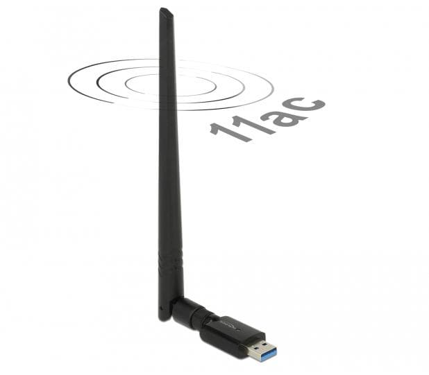 DELOCK - USB 3.0 Dual Band WLAN ac/a/b/g/n Stick 867 + 300 Mbps with external a