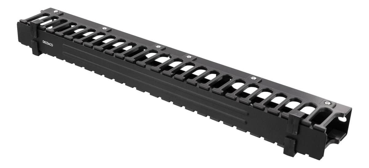 DELTACO - 19'' 1U Cable Management Steel bar with plastic rings and cover Size:5