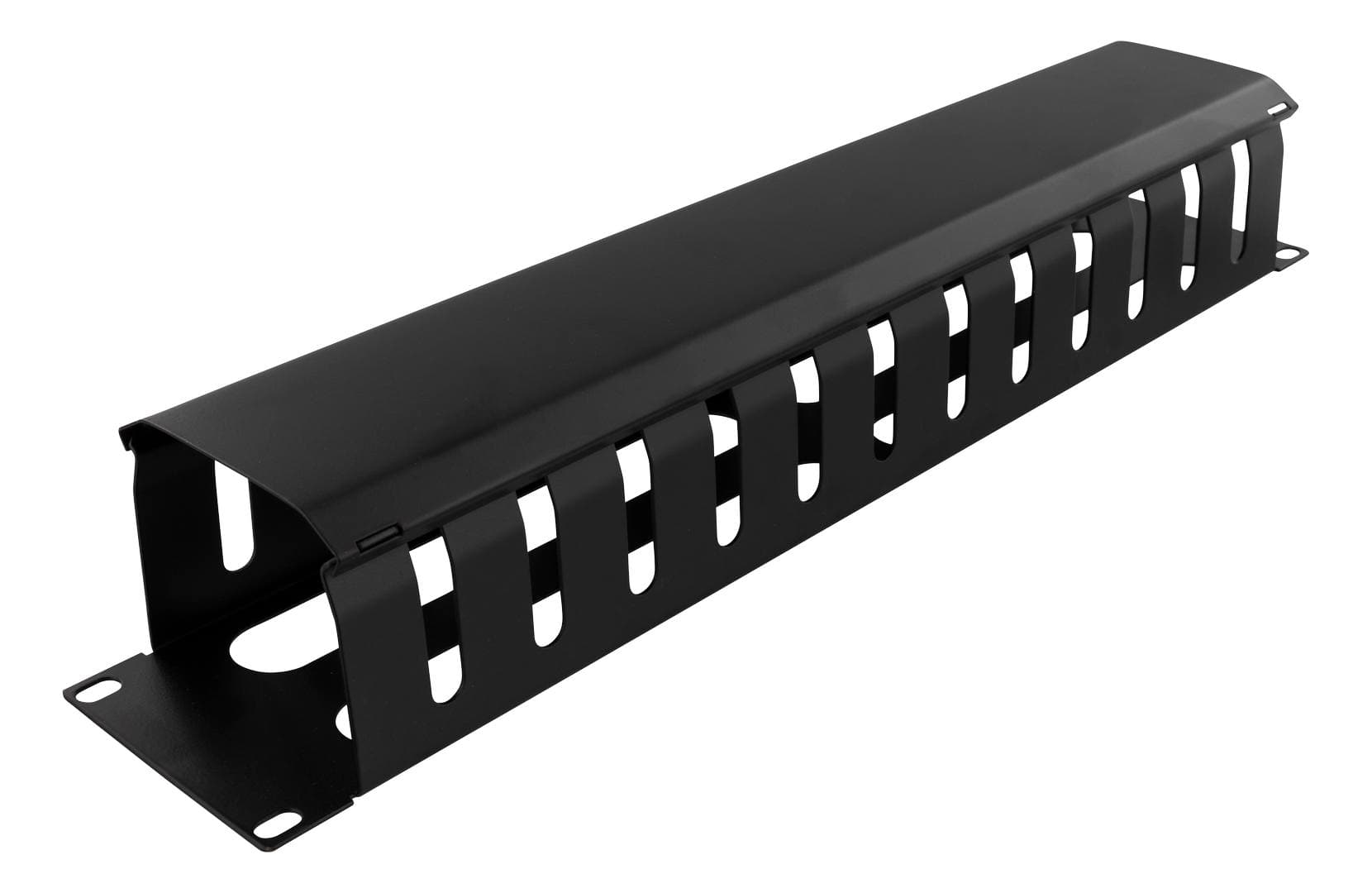 DELTACO - 19" cable management, metal, finger duct and feedthrough, 2U