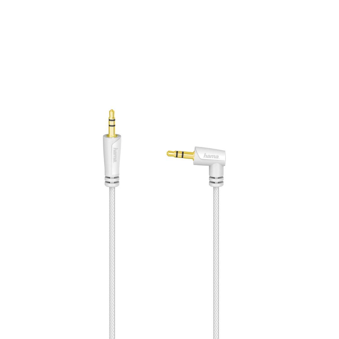 HAMA - Audiokabel 3.5mm-3.5mm Vinklet Hvit 2m