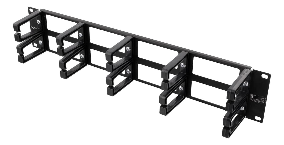 DELTACO - 19'' 2U Metal Cable Management with 5 plastic rings