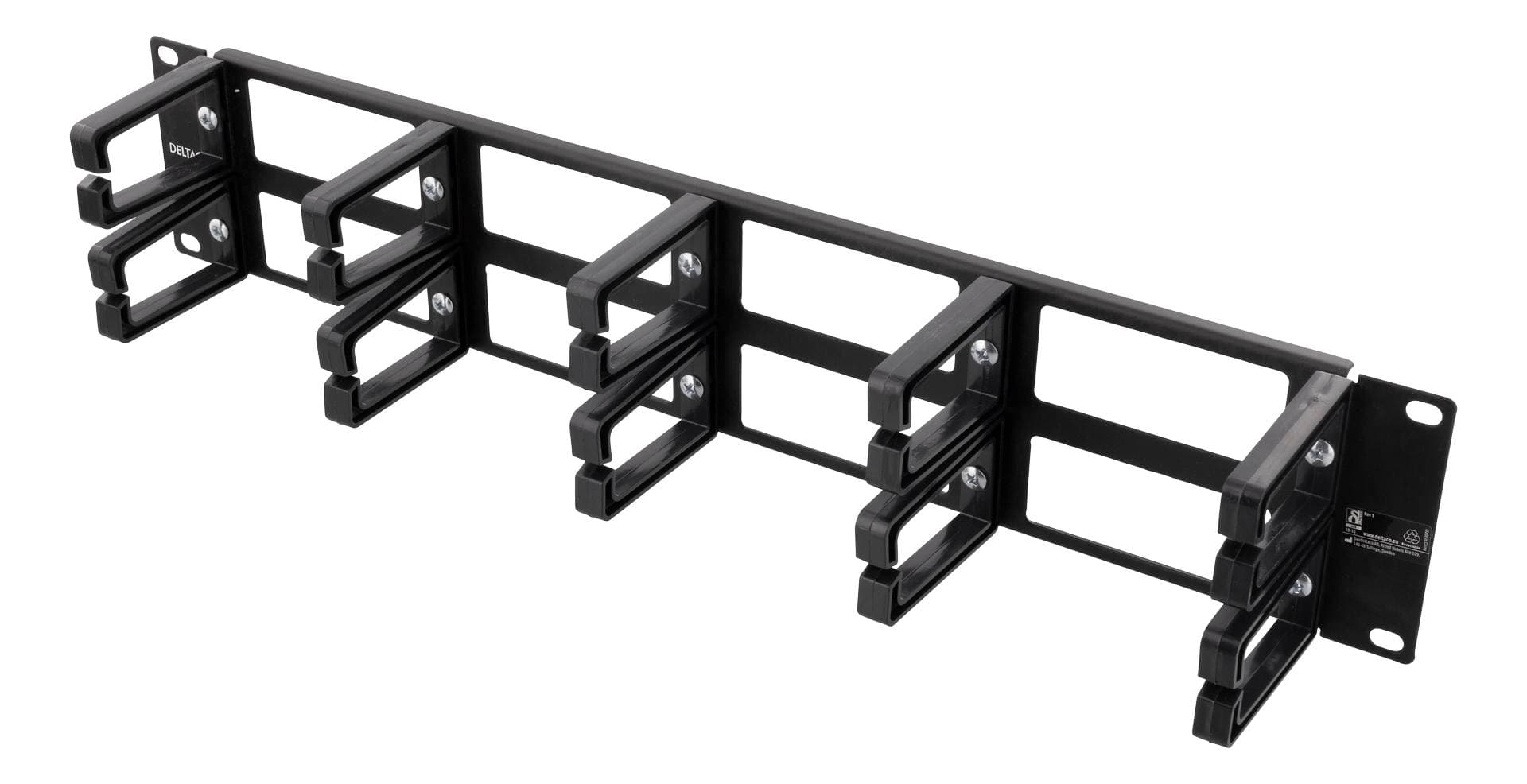 DELTACO - 19'' 2U Metal Cable Management with 5 plastic rings