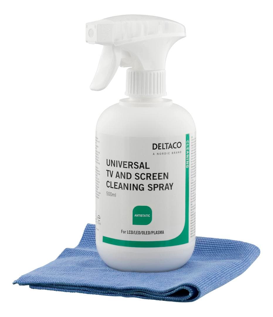 DELTACO - Cleaning set: 500ml liquid for screens + microfiber in colour Box