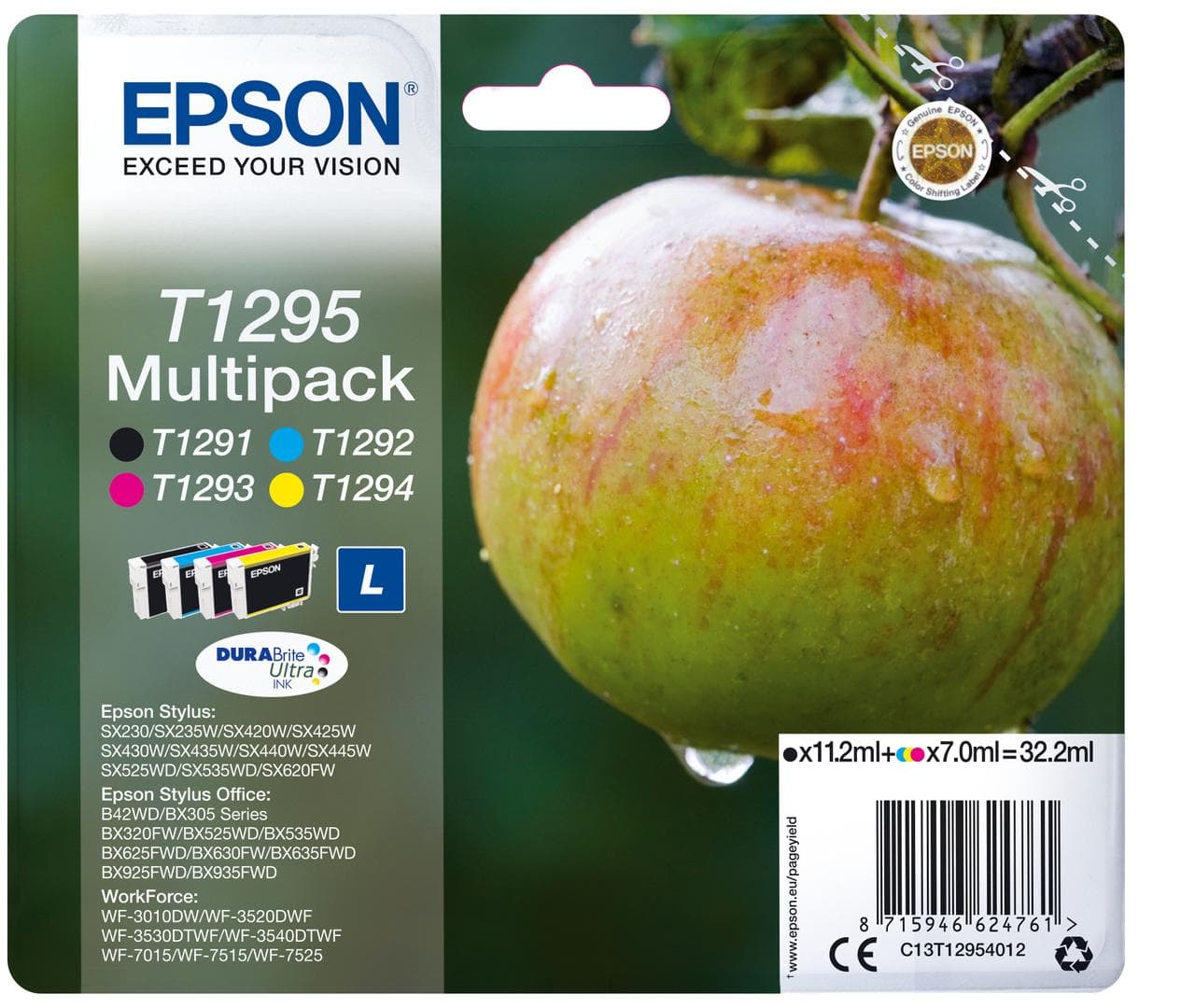 EPSON - Ink/T1295 Apple 3x7ml CMY 11.2ml BK SEC