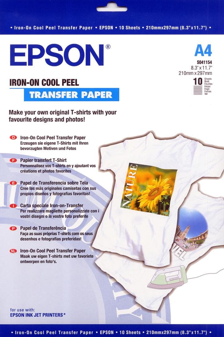 EPSON - Rekvisita A4 Iron On Cool Peel Transfer Media 10 stk C13S041154