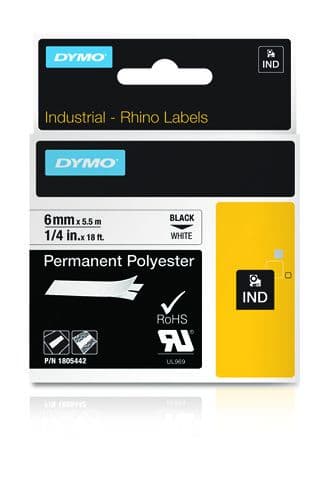 DYMO - Rhino 6 mm  Perm Poly Black On white