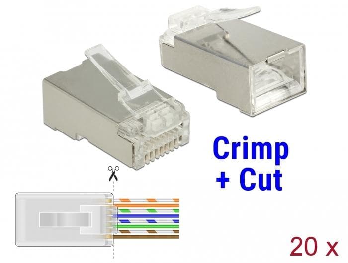 DELOCK - RJ45 Crimp+Cut Plug Cat.6 STP 20 pieces
