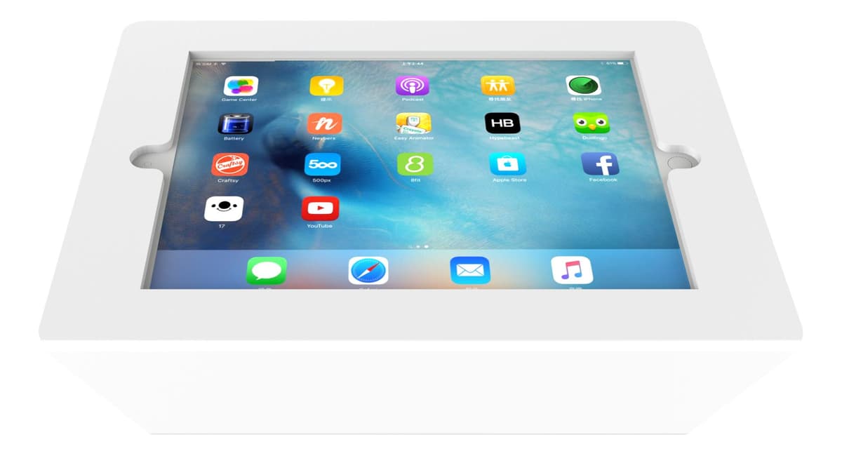 DELTACO - Desktop stand for 9,7" iPads, 125 angle, aluminium, white