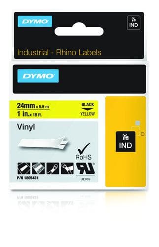 DYMO - Rhino 24 mm Vinyl Black on Yellow