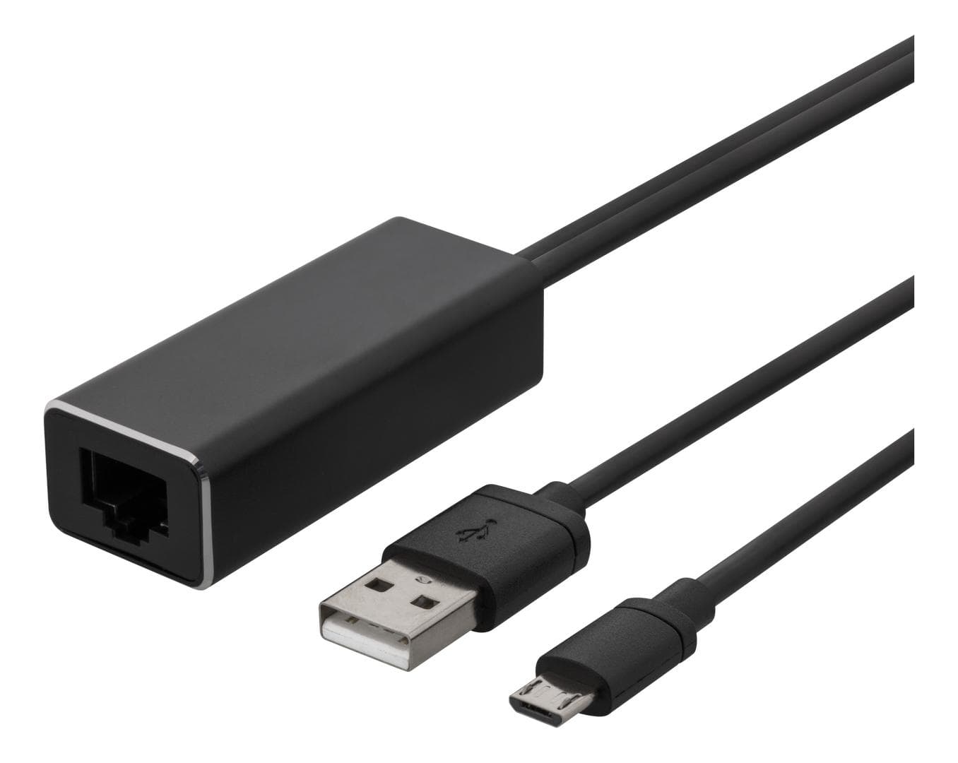 DELTACO - Ethernet-adapter for ChromeCast, USB, RJ45, black