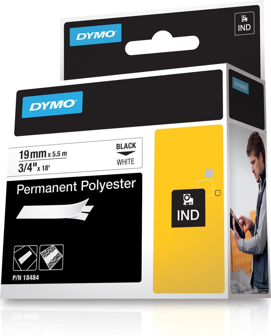 DYMO - RHINOPRO 3/4IN WHT PERM POLY TAPE